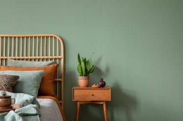 Chambre vert sauge et bois pour un décor naturel et apaisant